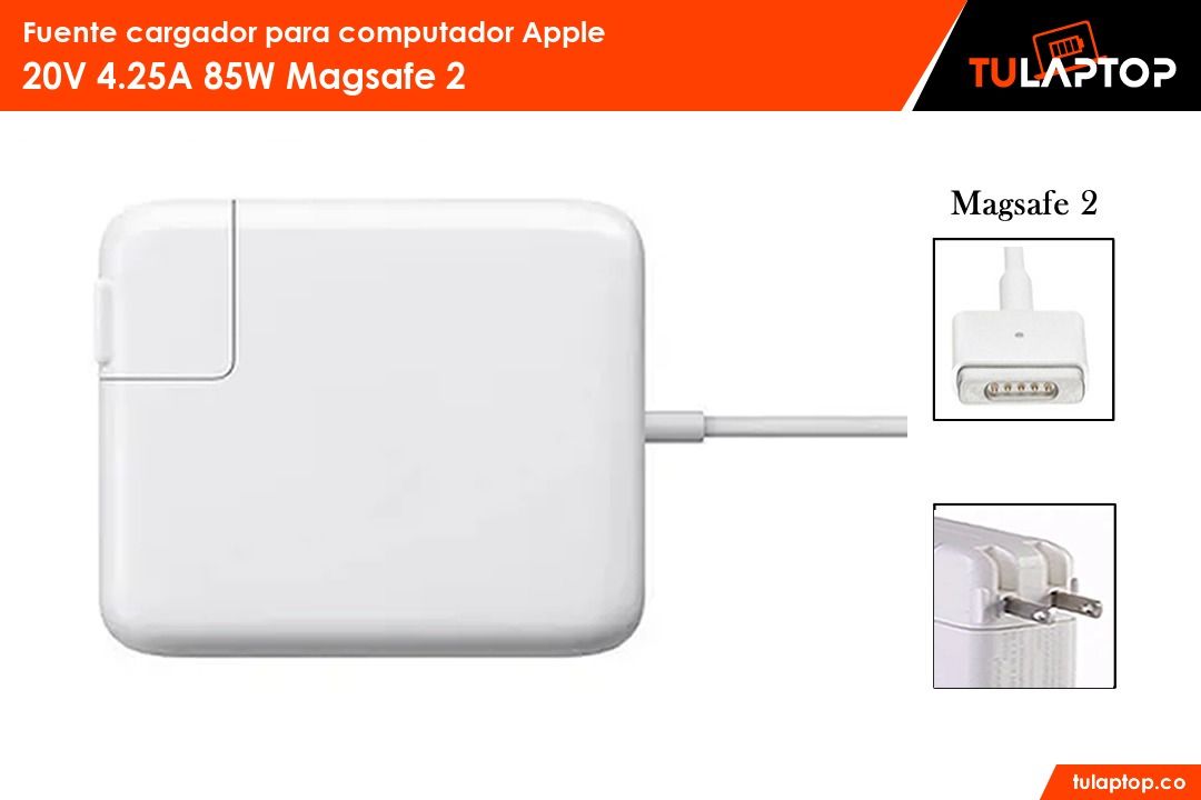 Fuente cargador para computador Apple 20V 4.25A 85W Magsafe 2 - Tu Laptop